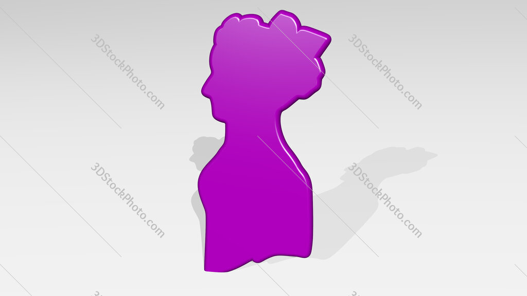 woman statue 3D icon casting shadow