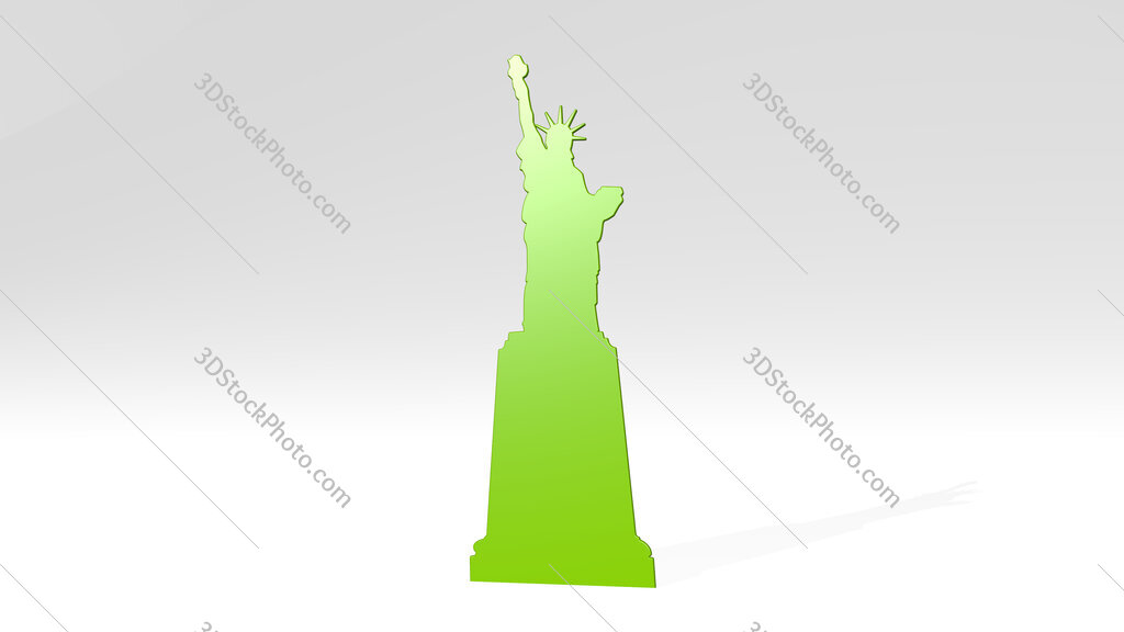 Statue of Liberty New York 3D icon casting shadow