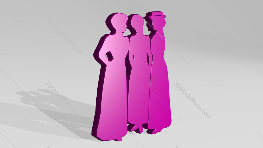 classic woman talking 3D icon casting shadow