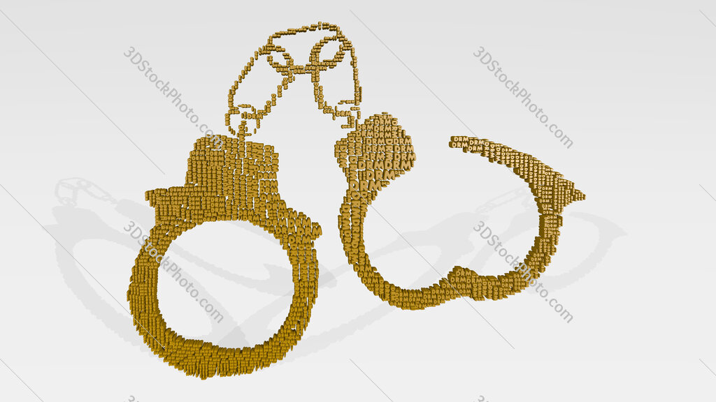 handcuff made of words 3D icon casting shadow