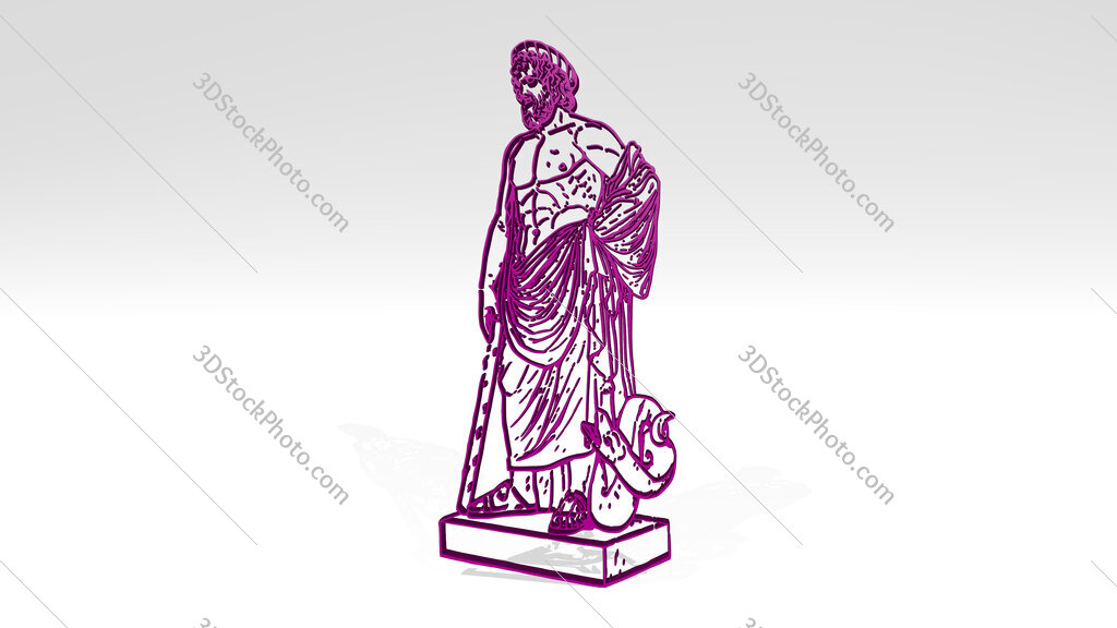 Greek statue 3D icon casting shadow