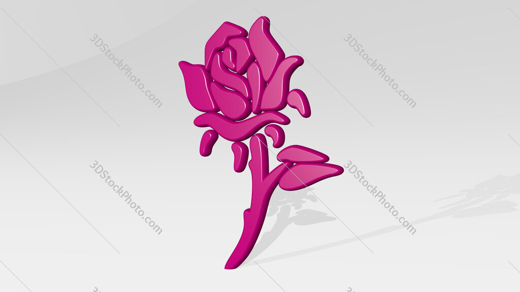 rose 3D icon casting shadow