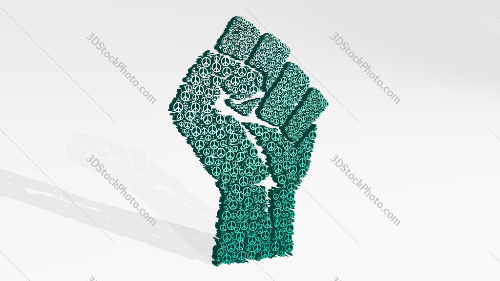 protest hand by peace sign 3D icon casting shadow