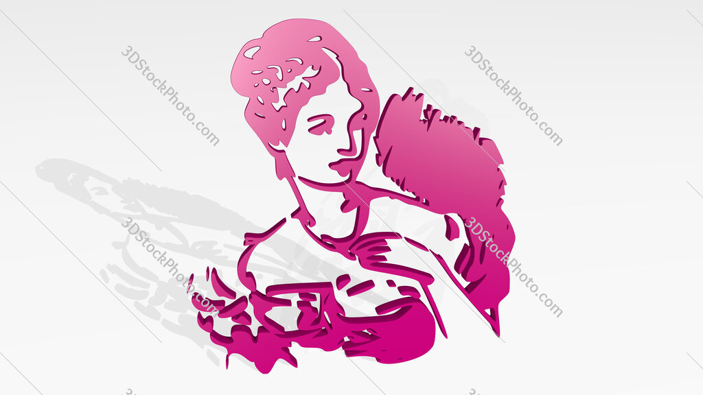 classic woman 3D icon casting shadow