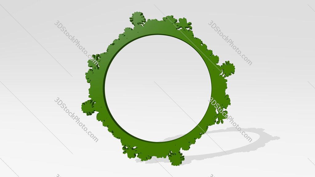 tree around the planet 3D icon casting shadow