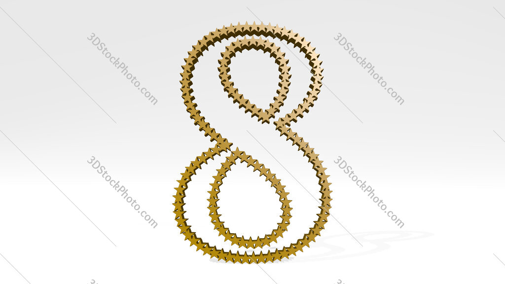 number 8 made of stars 3D icon casting shadow