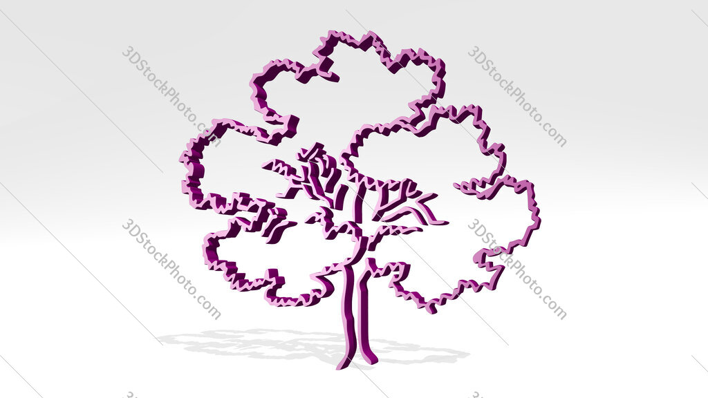 tree pencile drawing 3D icon casting shadow