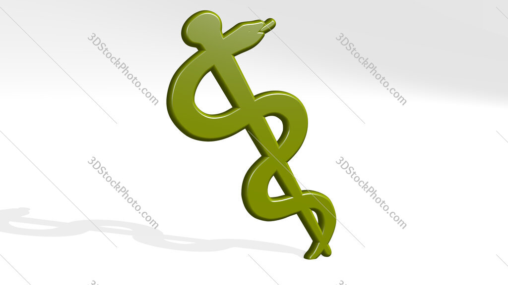 medical snake sign 3D icon casting shadow