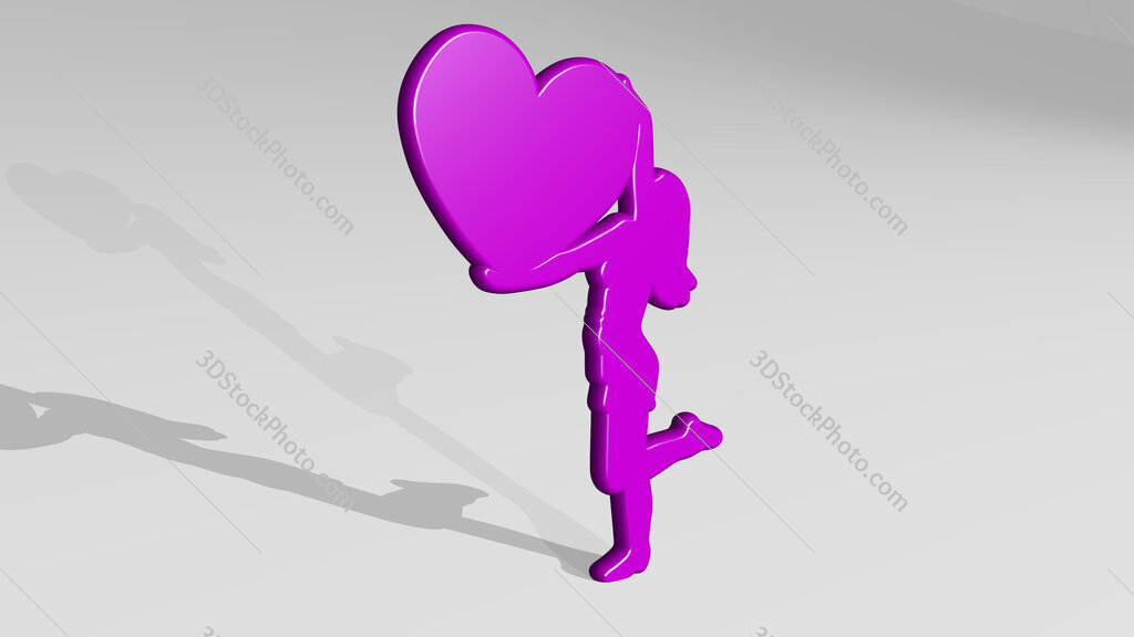 girl I love New York 3D icon casting shadow