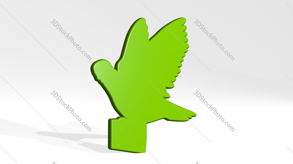 bird letter 3D icon casting shadow