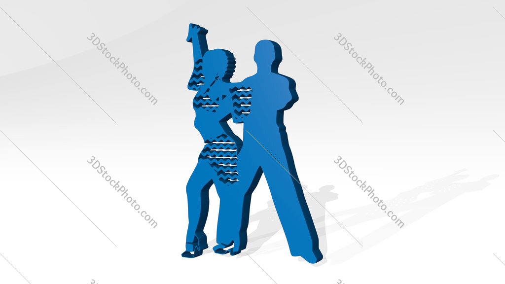man and woman dancing 3D icon casting shadow