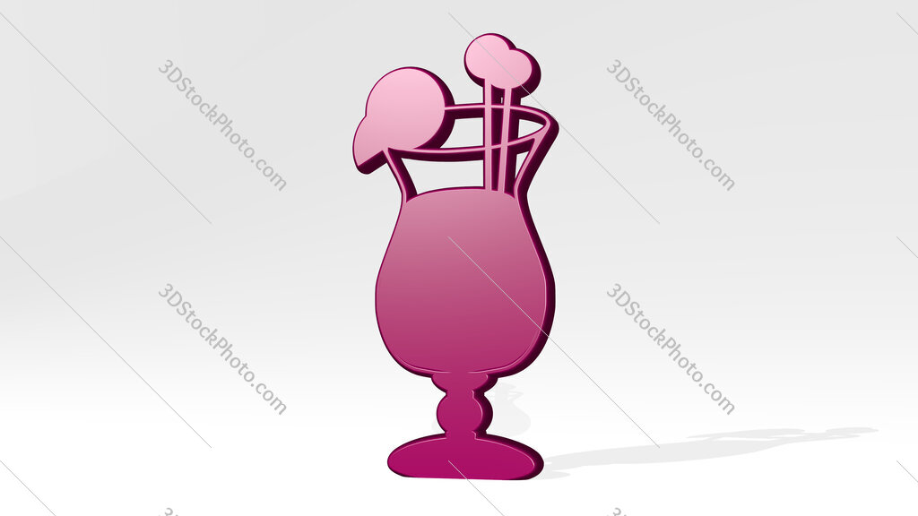 drinking glass 3D icon casting shadow