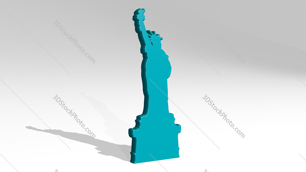 Statue of Liberty in New York 3D icon casting shadow