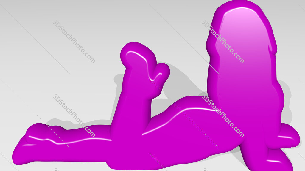 woman sexy pose on the floor 3D icon casting shadow