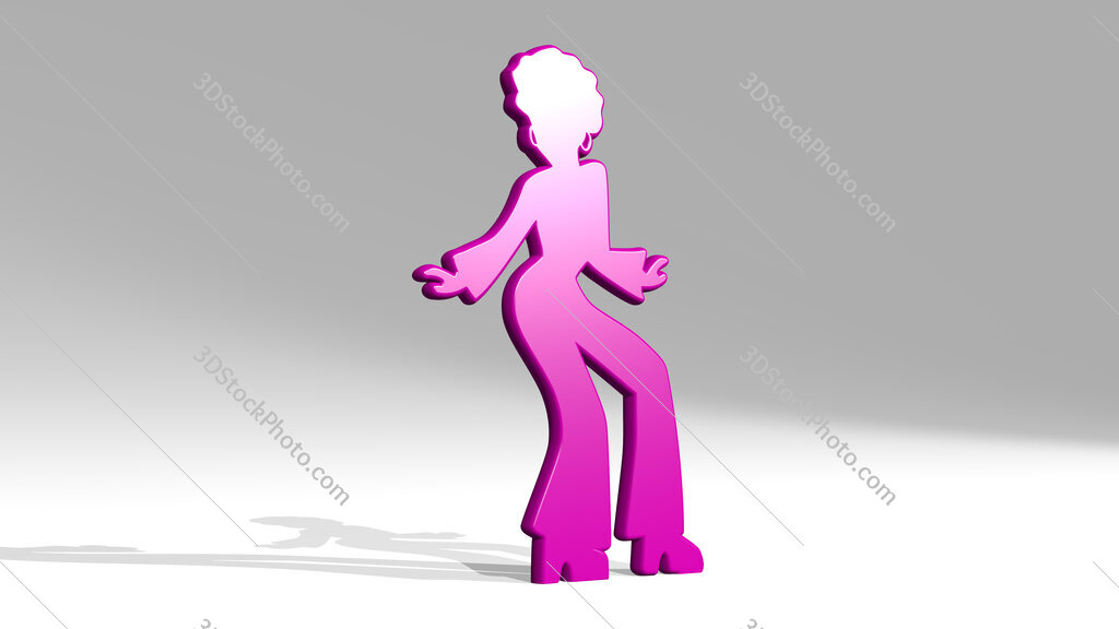 cluc dancing by a black girl 3D icon casting shadow