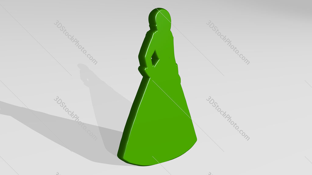 classic woman with skirt 3D icon casting shadow