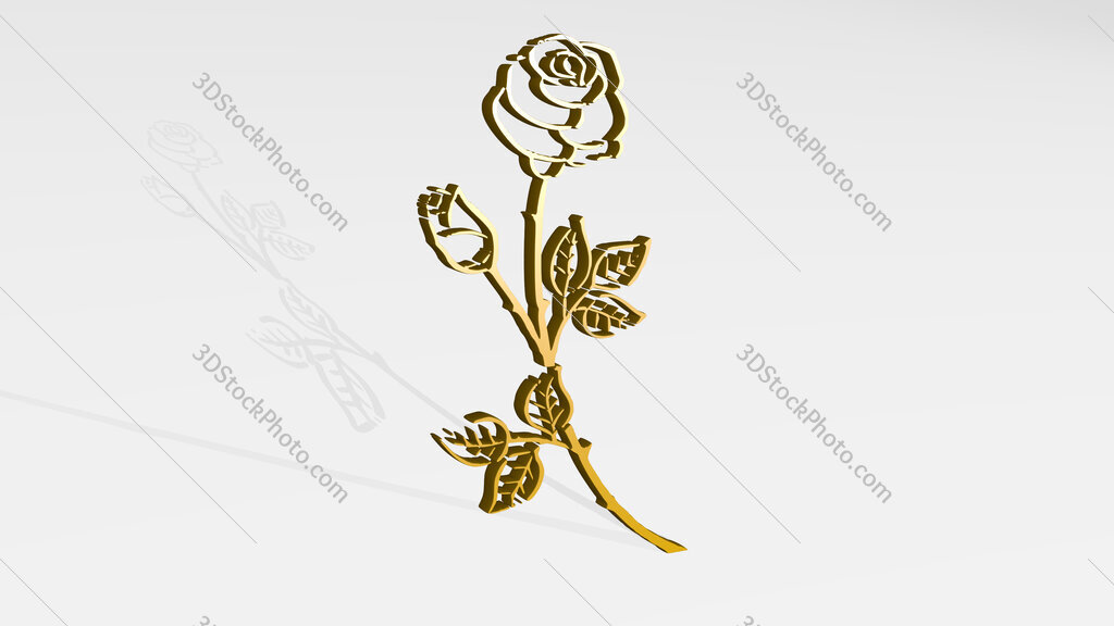 rose flower 3D icon casting shadow