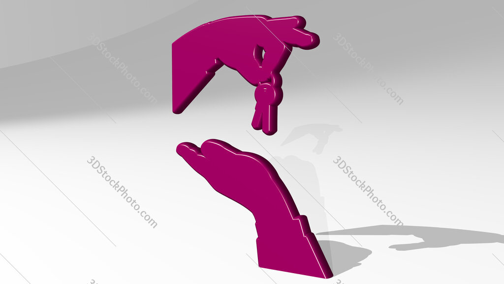 giving house key to customer 3D icon casting shadow