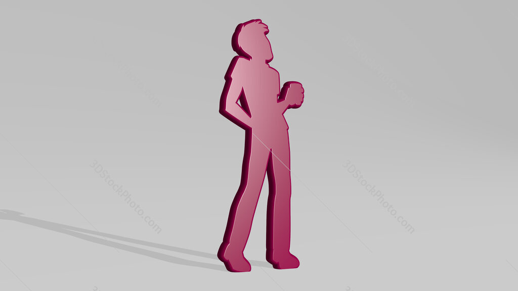 boy with cup 3D icon casting shadow