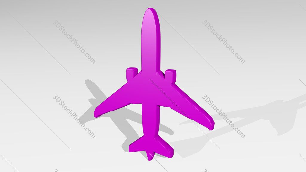 aeroplane vertical 3D icon casting shadow