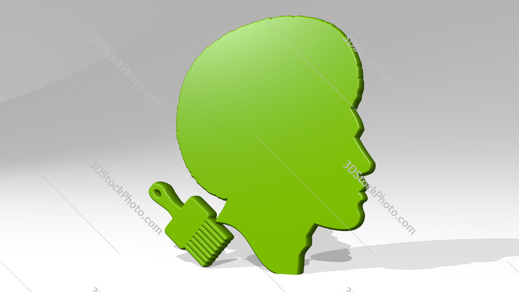black man with hair and comb 3D icon casting shadow