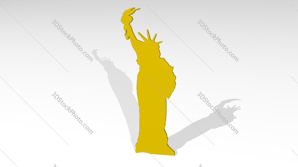US statue of liberty 3D icon casting shadow