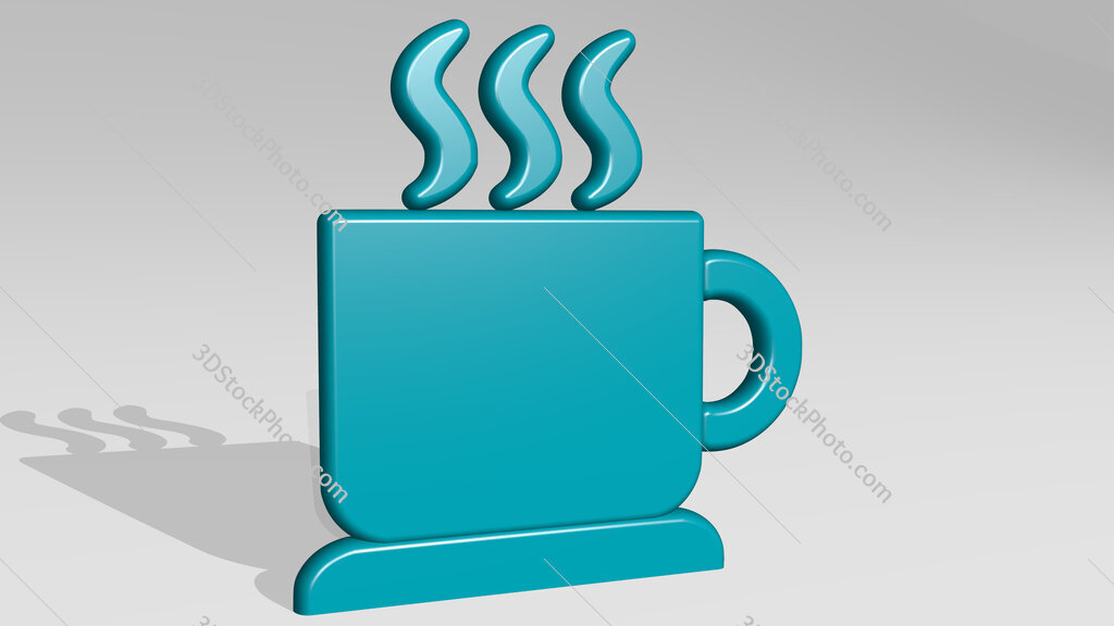 cup of hot coffee 3D icon casting shadow
