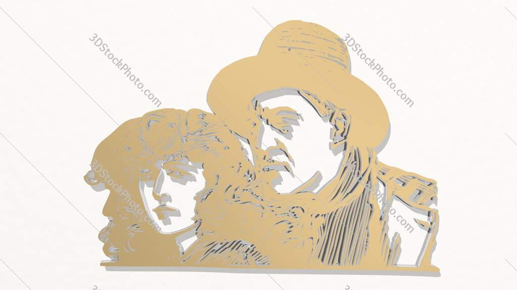 classic movie man and woman 3D drawing icon