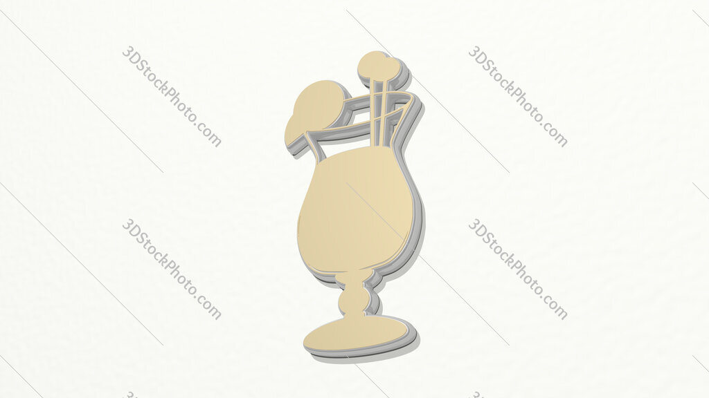 drinking glass 3D drawing icon