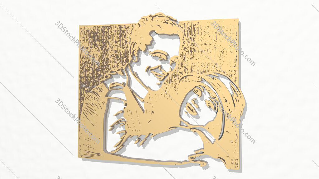 classic movie woman huging man 3D drawing icon