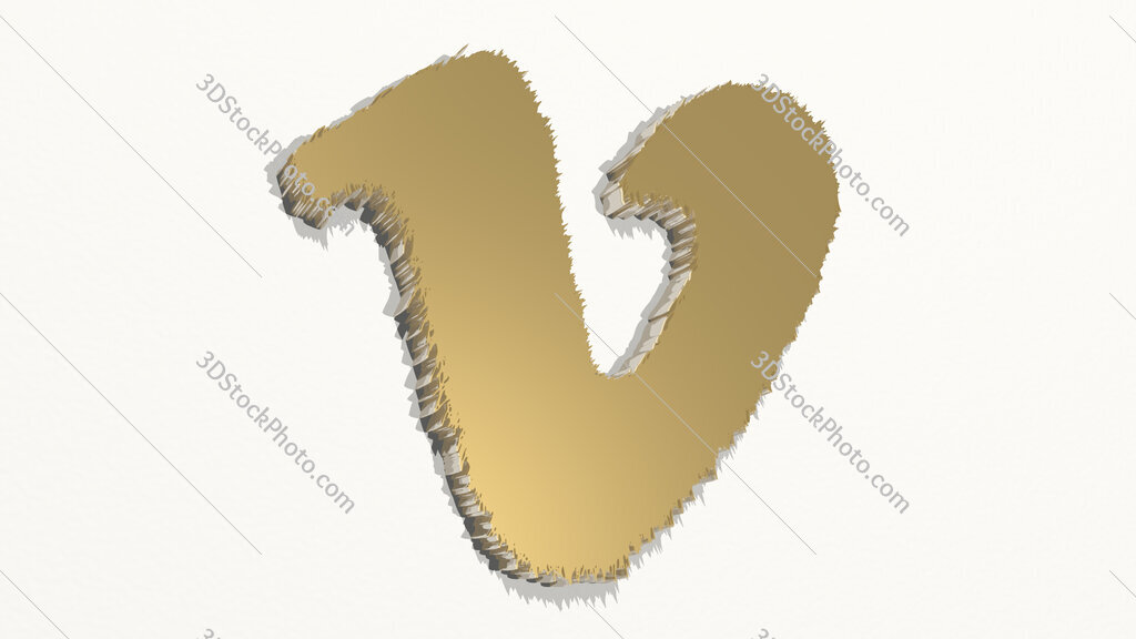 letter V 3D drawing icon