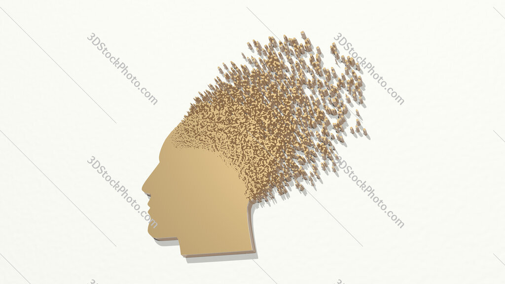 man with scattered thoughts 3D drawing icon