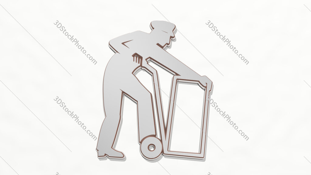 porter carrying a box 3D drawing icon