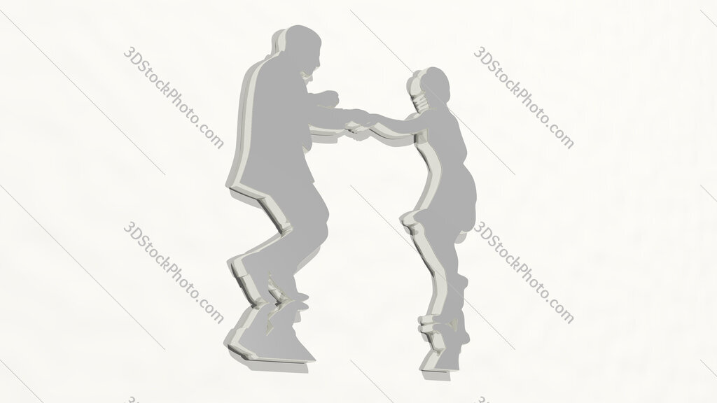mand and woman dancing 3D drawing icon