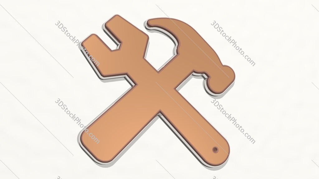 metal tools 3D drawing icon