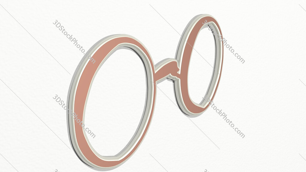 round glasses 3D drawing icon