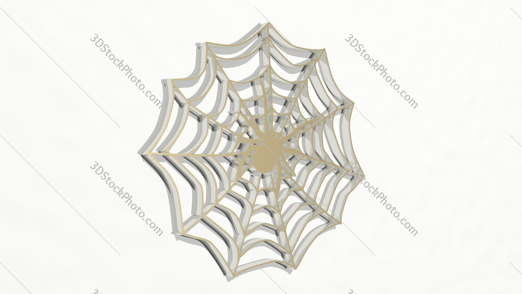 spider and web 3D drawing icon