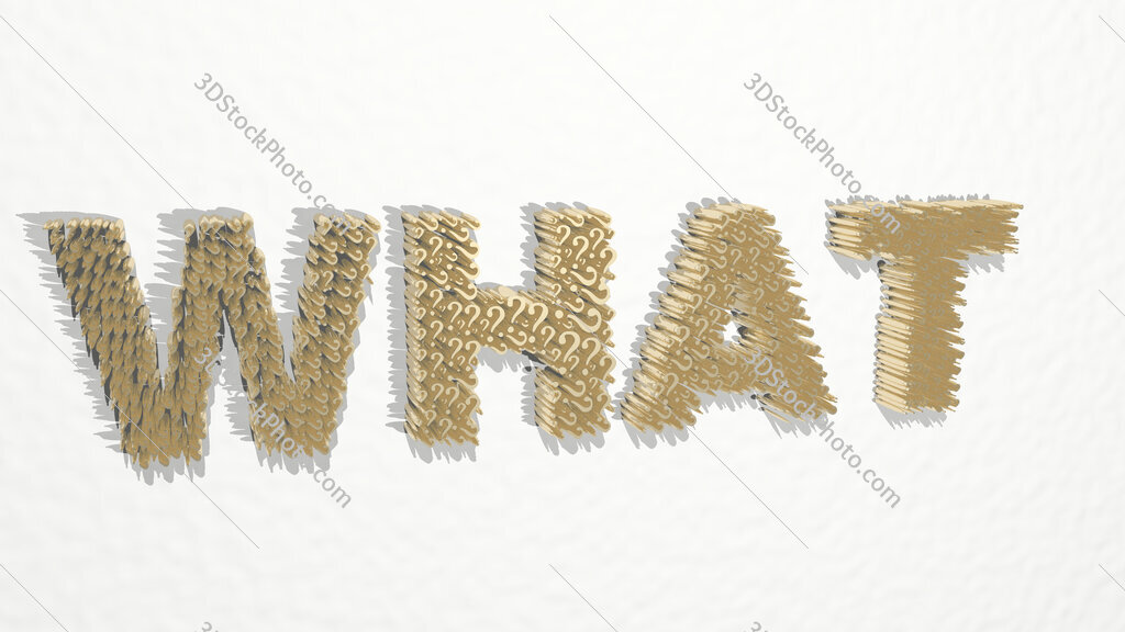 WHAT word written by question marks 3D drawing icon