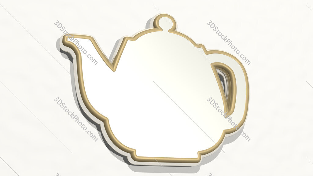 tea pot 3D drawing icon