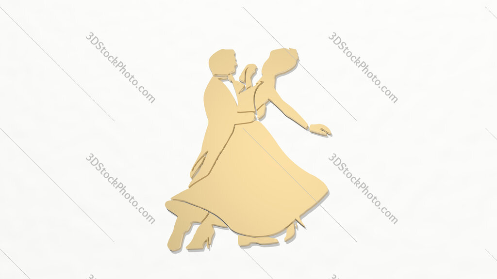 classy man and woman dancing tango 3D drawing icon