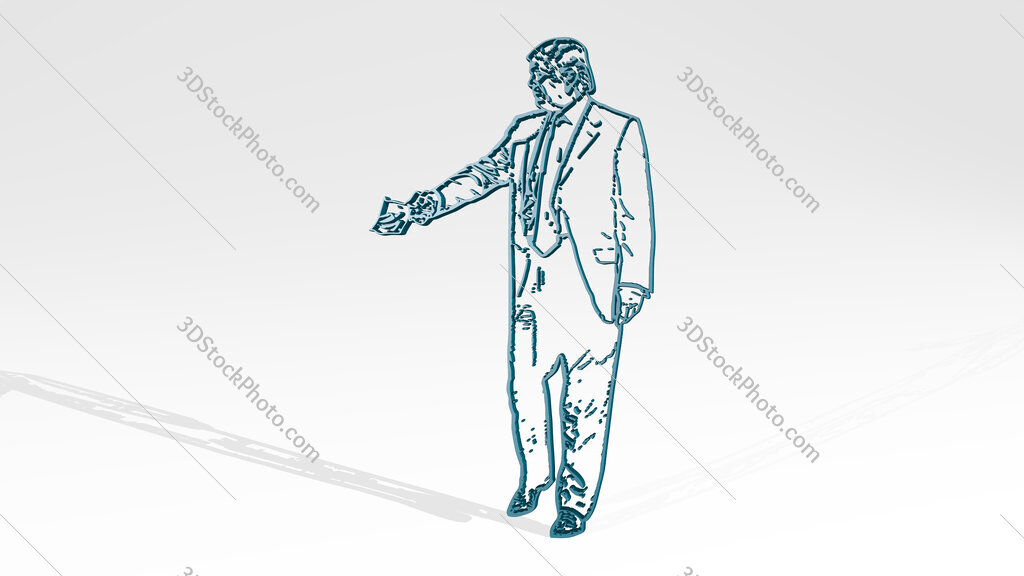 man giving note 3D icon casting shadow