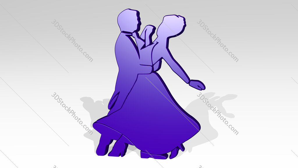 man and woman dancing tango 3D icon casting shadow
