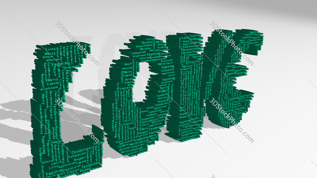 Love by words 3D icon casting shadow