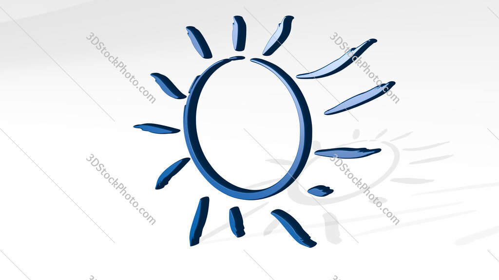 sun 3D icon casting shadow