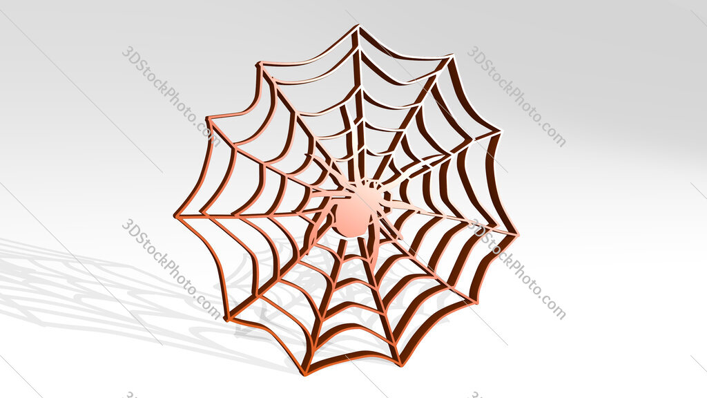 spider and web 3D icon casting shadow