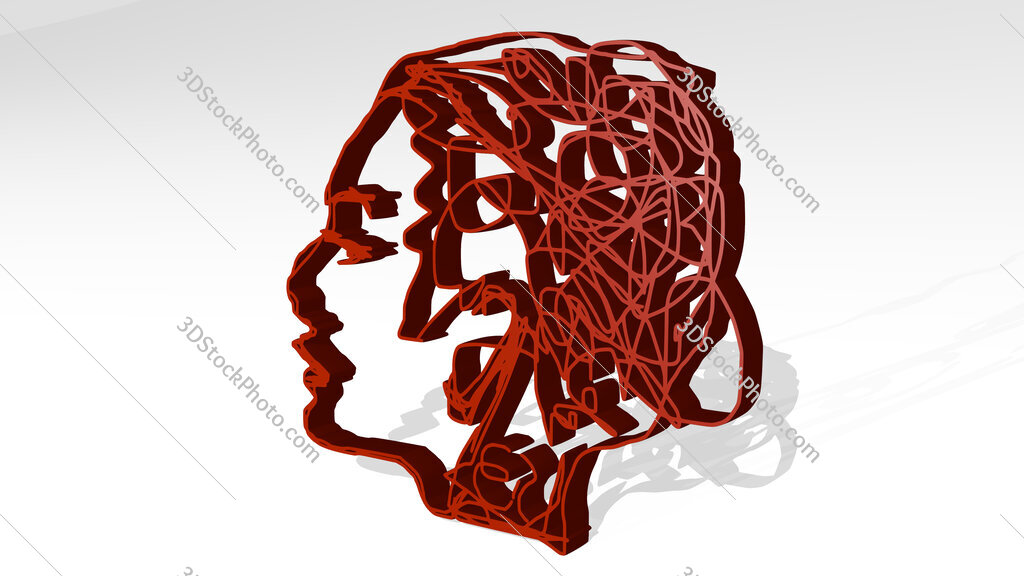 woman face by lines 3D icon casting shadow