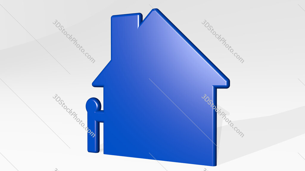 house 3D icon casting shadow