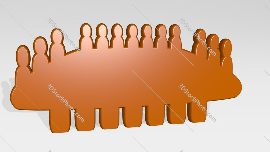 people around meeting table 3D icon casting shadow