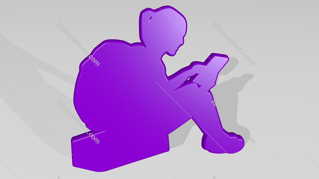traveling girl with backpack and tablet 3D icon casting shadow