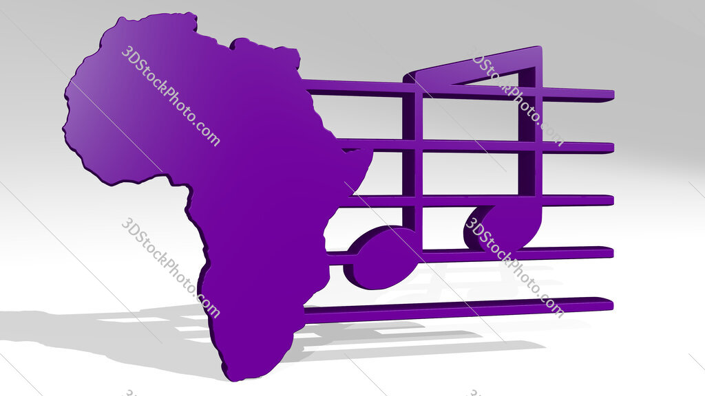 Africa and music 3D icon casting shadow